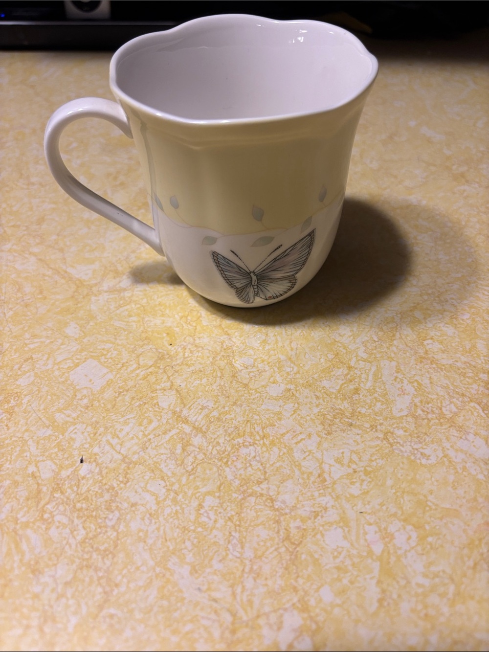 Lenox Yellow and White Butterfly Accent Mug